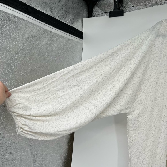 White Birch Kangaroo Pocket Sweatshirt Top Women's 1X White Speckled Relaxed Fit - Picture 3 of 8